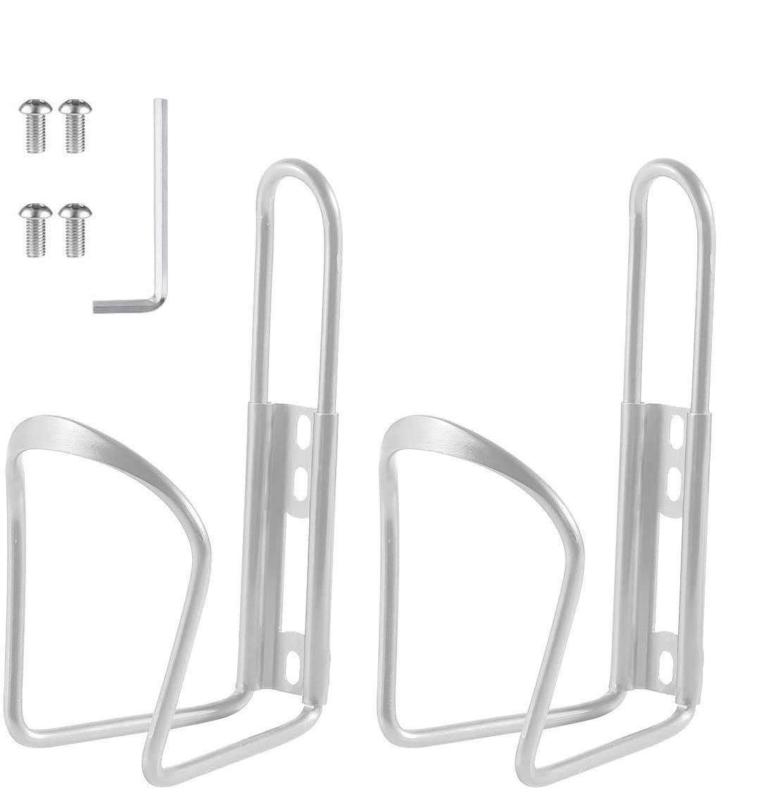 QUMOX Aluminium Bicycle Bottle Cages, Silver, 2-Pack