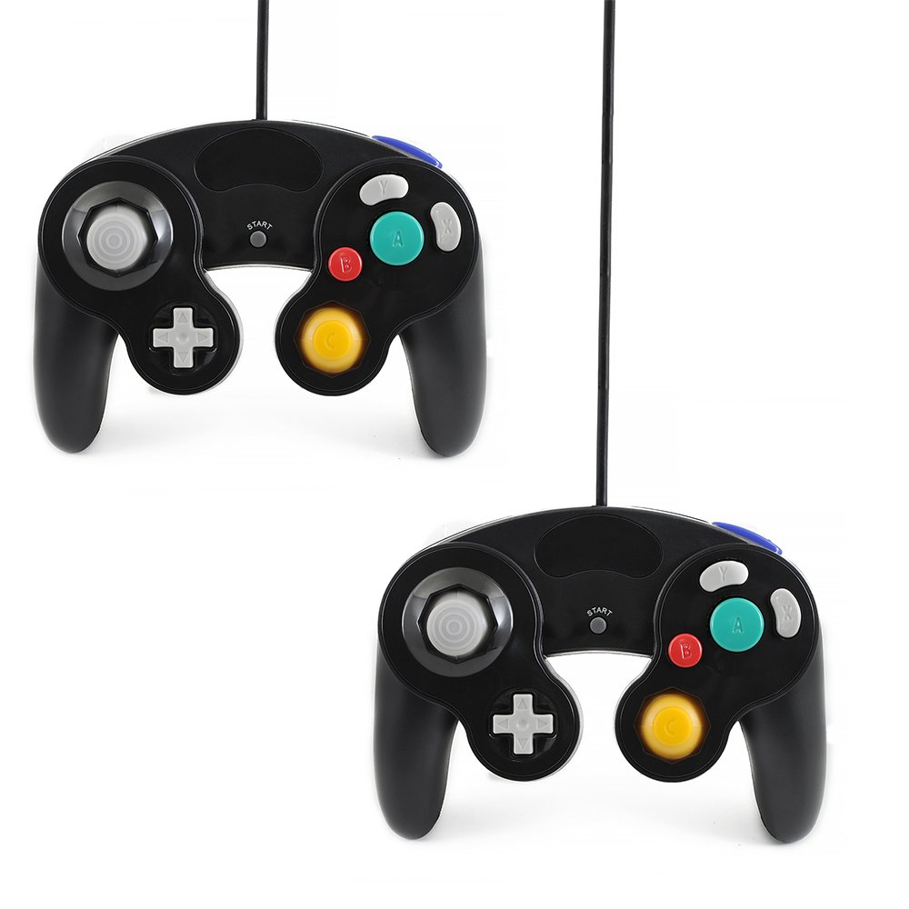 QUMOX Wired Controllers for GameCube and Wii, Black, 2-Pack