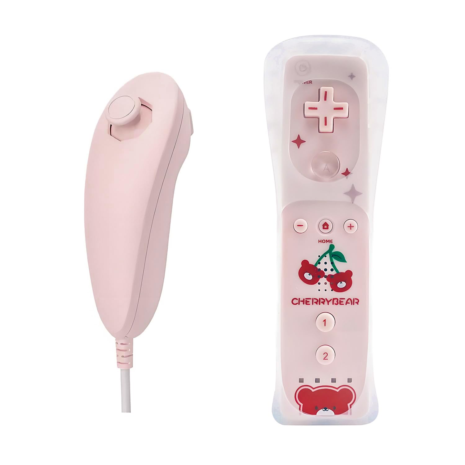QUMOX Remote and Nunchuck Set for Wii and Wii U, Cherry Bear