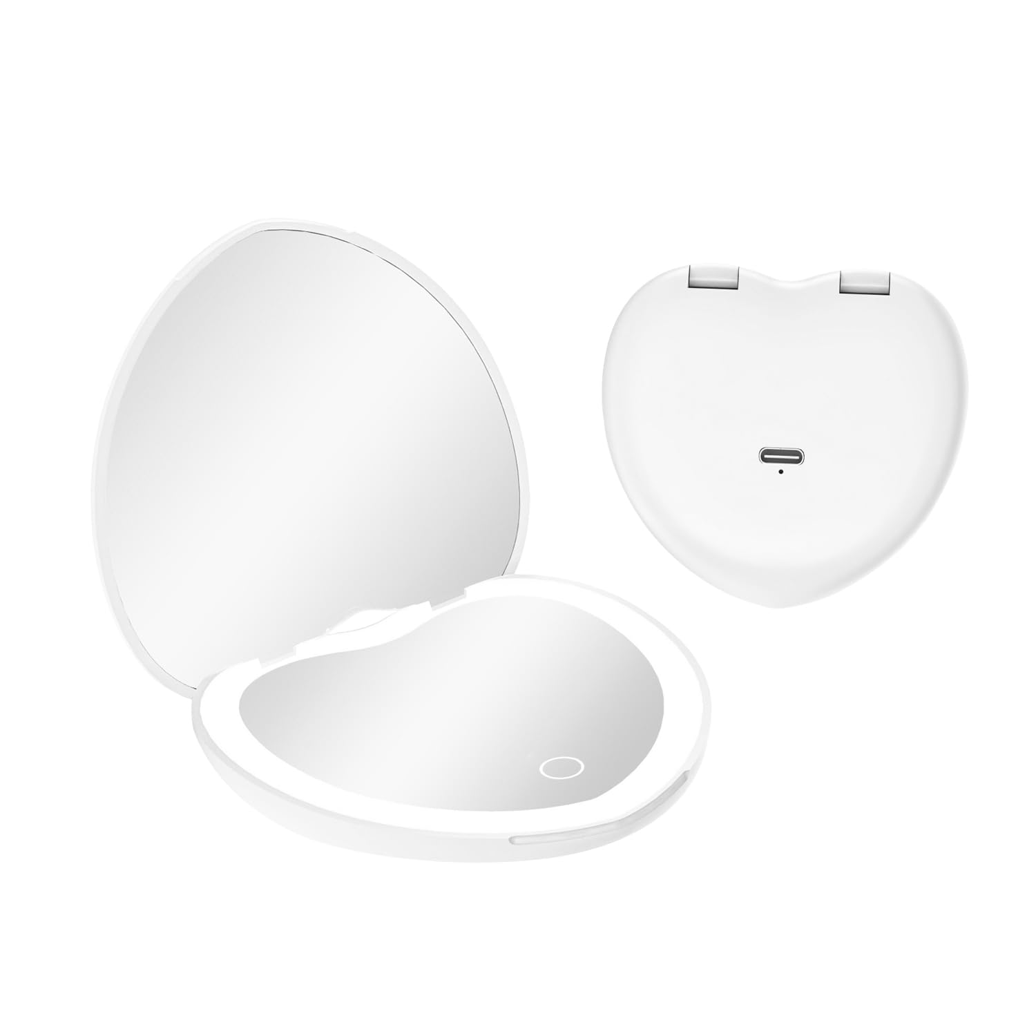 Qumox Rechargeable LED Compact Makeup Mirror, Heart Shaped Travel Mirror