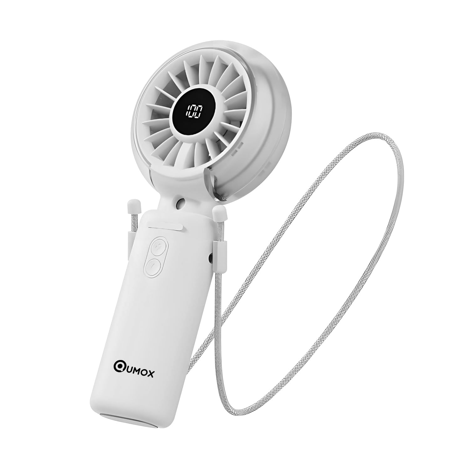 Qumox Handheld Foldable Mist Fan, Portable Rechargeable USB Mini Fan, White