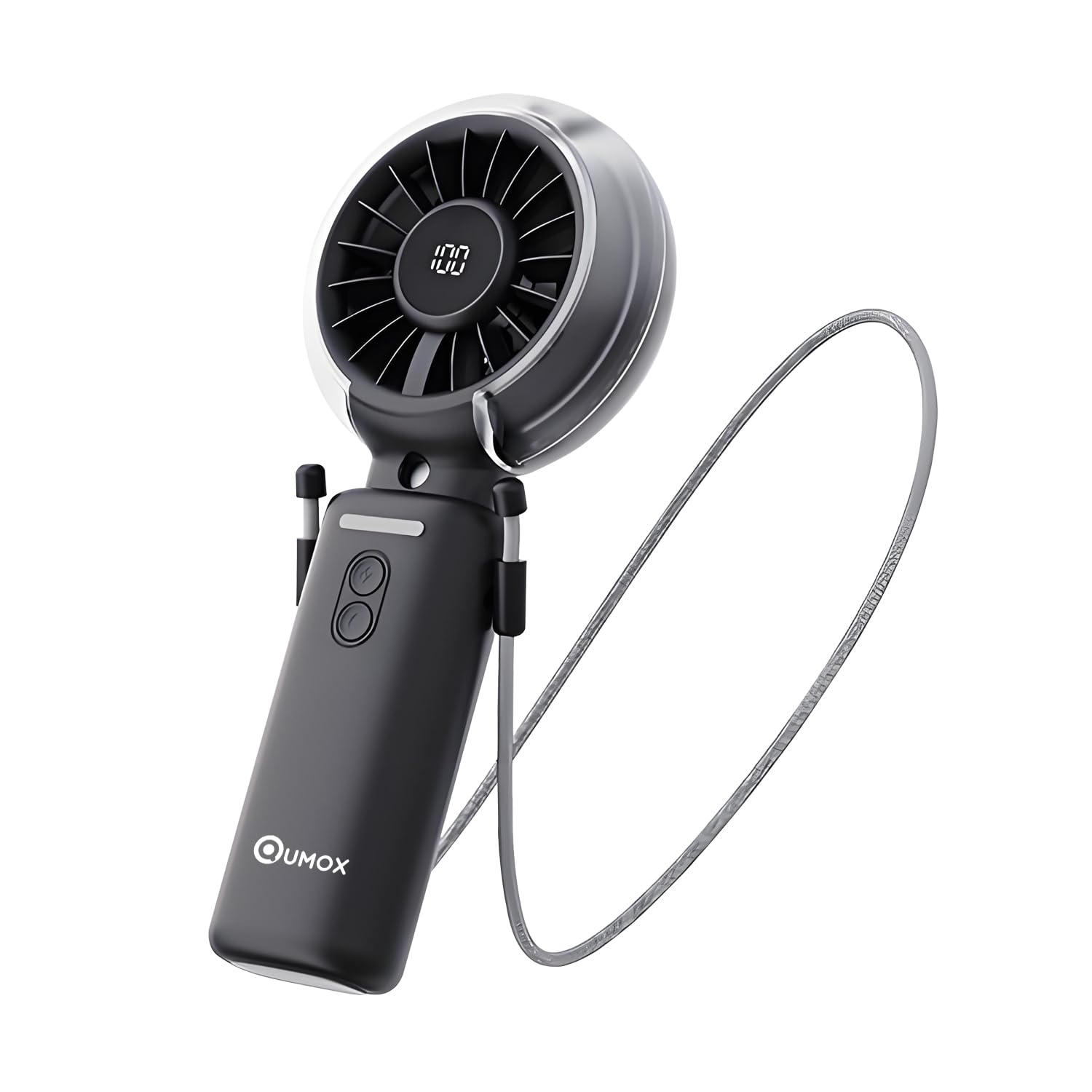 Qumox Handheld Foldable Mist Fan, Portable Rechargeable USB Mini Fan, Black