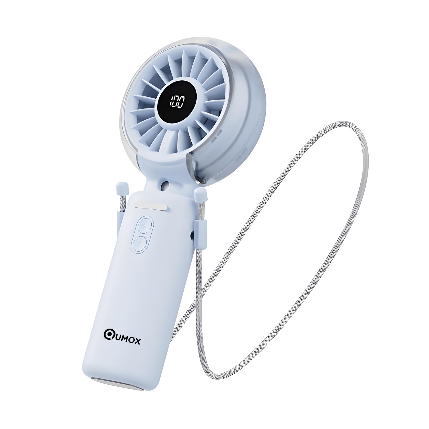 Qumox Handheld Foldable Mist Fan, Portable Rechargeable USB Mini Fan, Blue