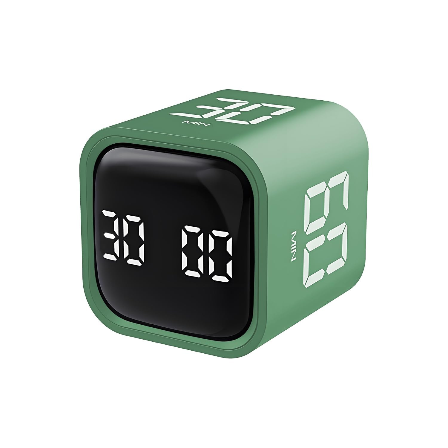 QUMOX Cube Timer 5 10 30 60 Minutes, Rechargeable Digital Countdown, Green