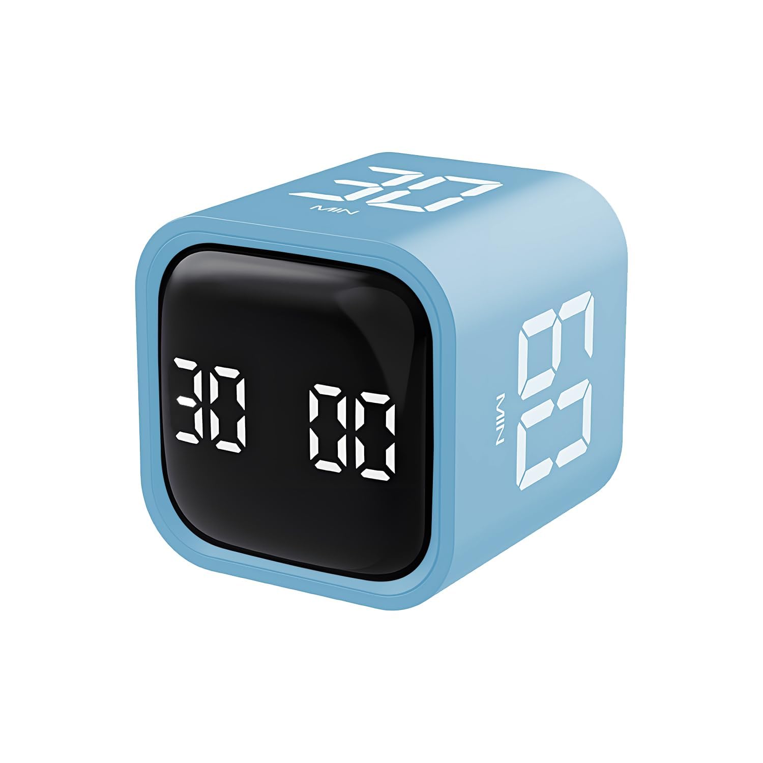 QUMOX Cube Timer 5 10 30 60 Minutes, Rechargeable Digital Countdown, Blue