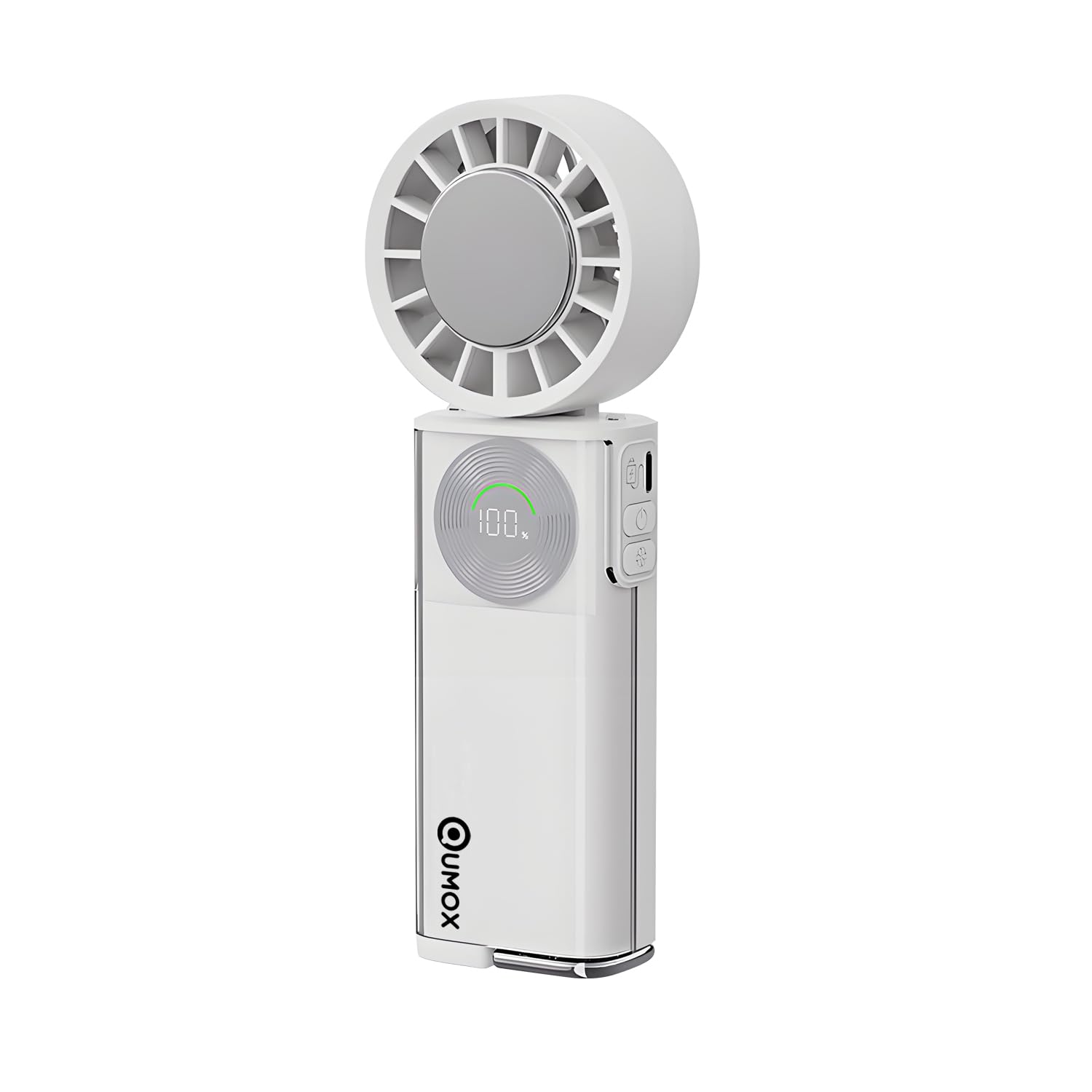 Qumox Handheld Ice Cooling Fan, 100-Speed Portable Turbo Fan, White