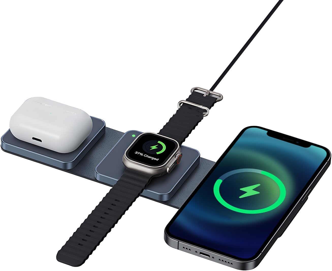 QUMOX 3-in-1 Magnetic Travel Wireless Charging Station