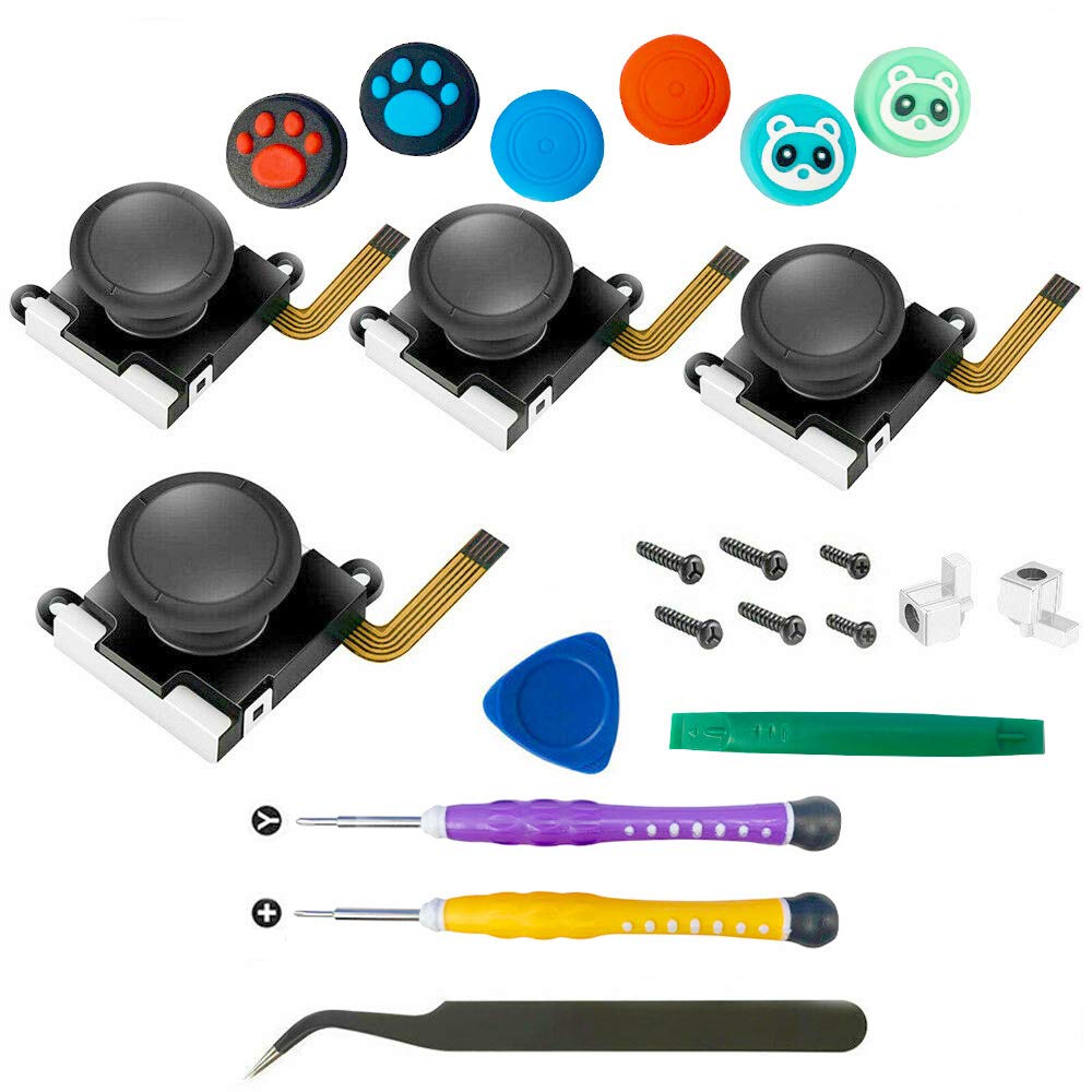 QUMOX Joycon Joystick Replacement, (4 Pack) Switch Analog Stick Parts for Switch Joy Con, Controller Repair Kit [video game]