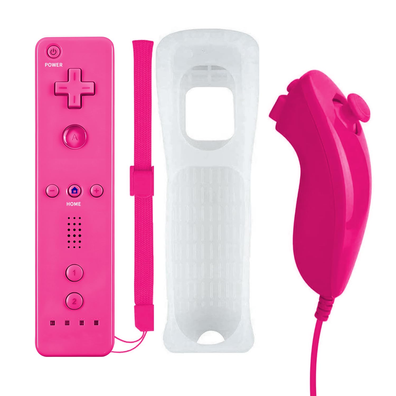 QUMOX Remote and Nunchuck Nunchuk Controller set For WII Pink