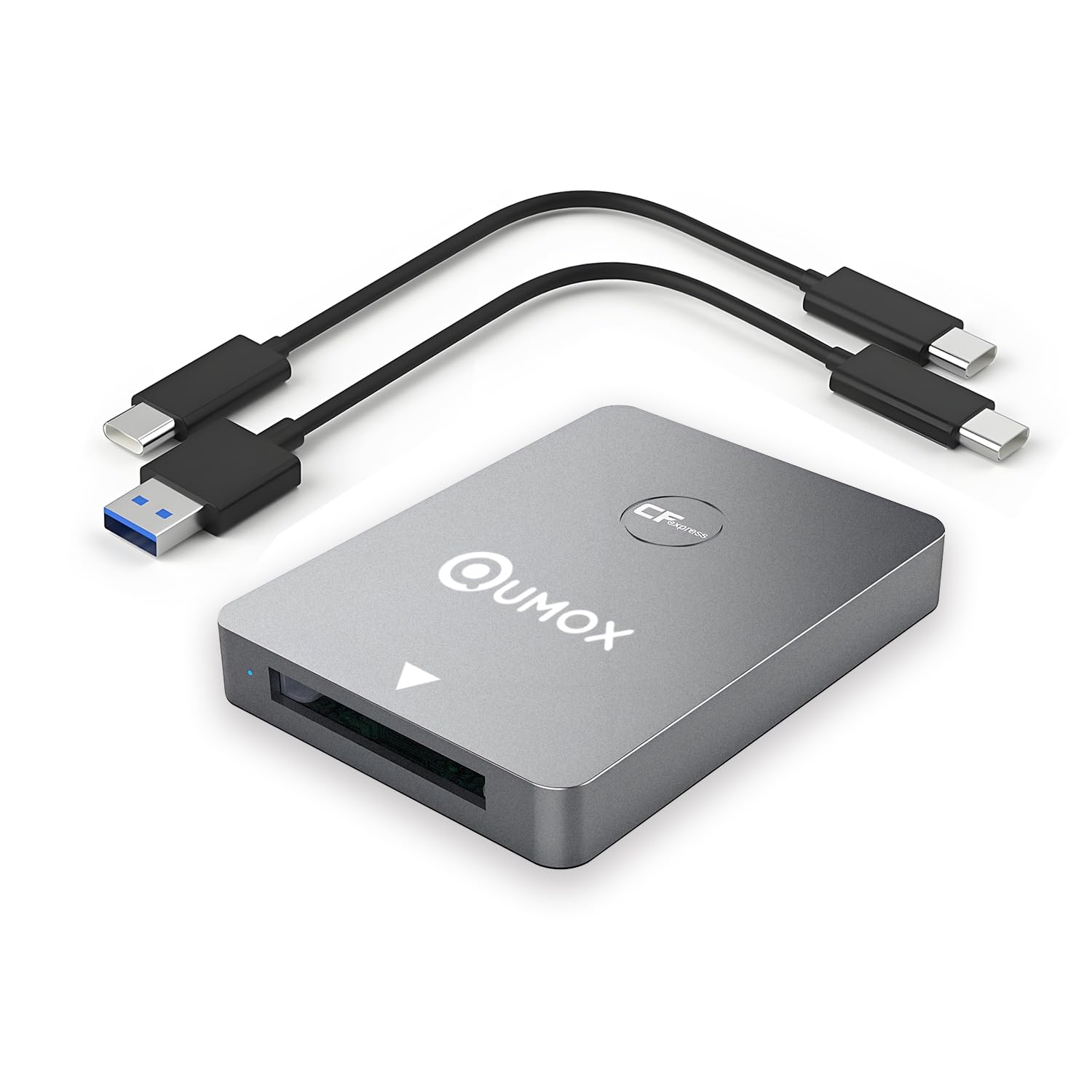 QUMOX CFexpress Type B Card Reader with USB 3.1 (Gen 2) 10Gbps, USB-C USB-A CFexpress Adapter, Compatible with Windows/Mac/Linux/Android, compatible with iPhone 16/15, Laptops, Tablets, Smartphones