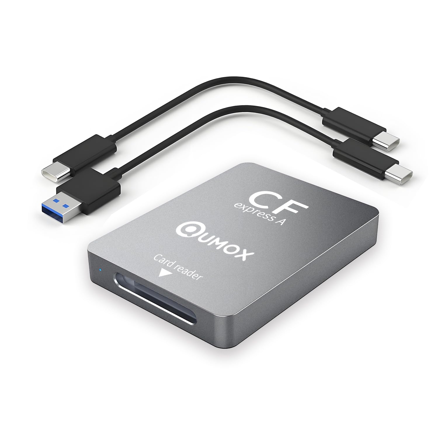 QUMOX CFexpress Type A Card Reader with USB 3.1 (Gen 2) 10Gbps, USB-C USB-A CFexpress Adapter, Compatible with Windows/Mac/Linux/Android, Compatible with iPhone 16/15, Laptops, Tablets, Smartphones