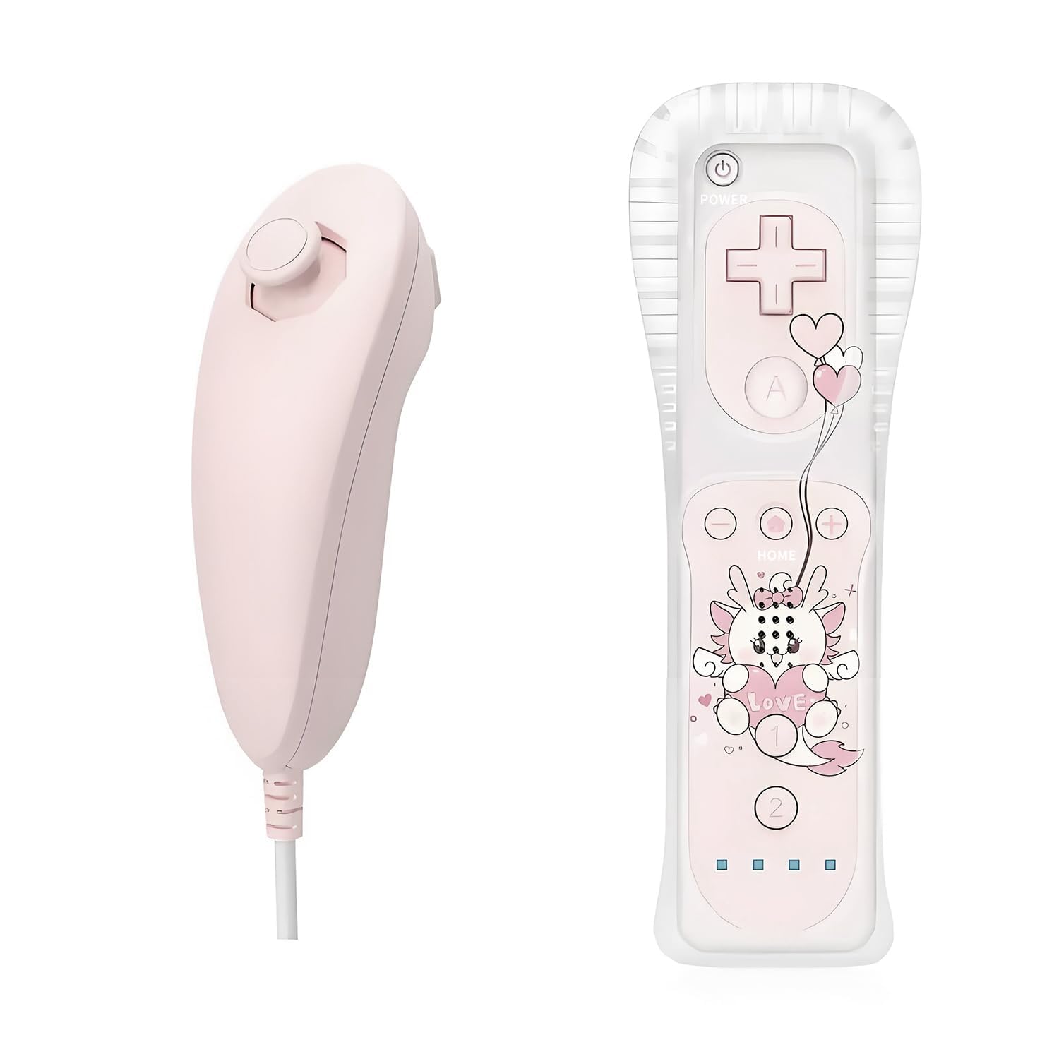 QUMOX Remote Controller and Nunchuck Pink Compatible for Wii/Wii U Console (Motion Plus not included)