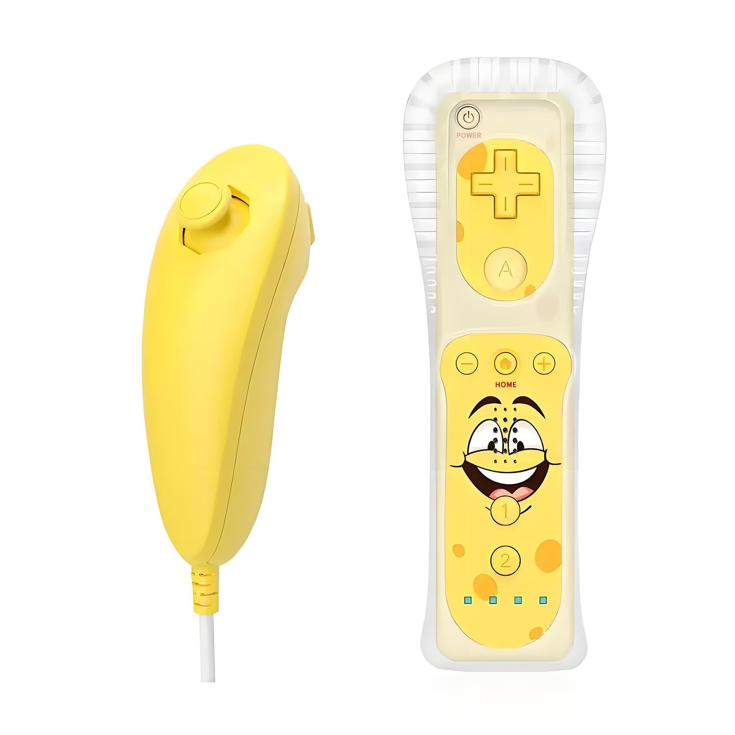 QUMOX Remote Controller and Nunchuck Yellow Compatible for Wii/Wii U Console (Motion Plus not included)