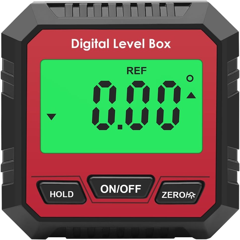 QUMOX Digital Angle Gauge Magnetic Protractor Inclinometer Level Angle Finder Angle Cube Level Box with Magnetic Base and Backlight (Red)