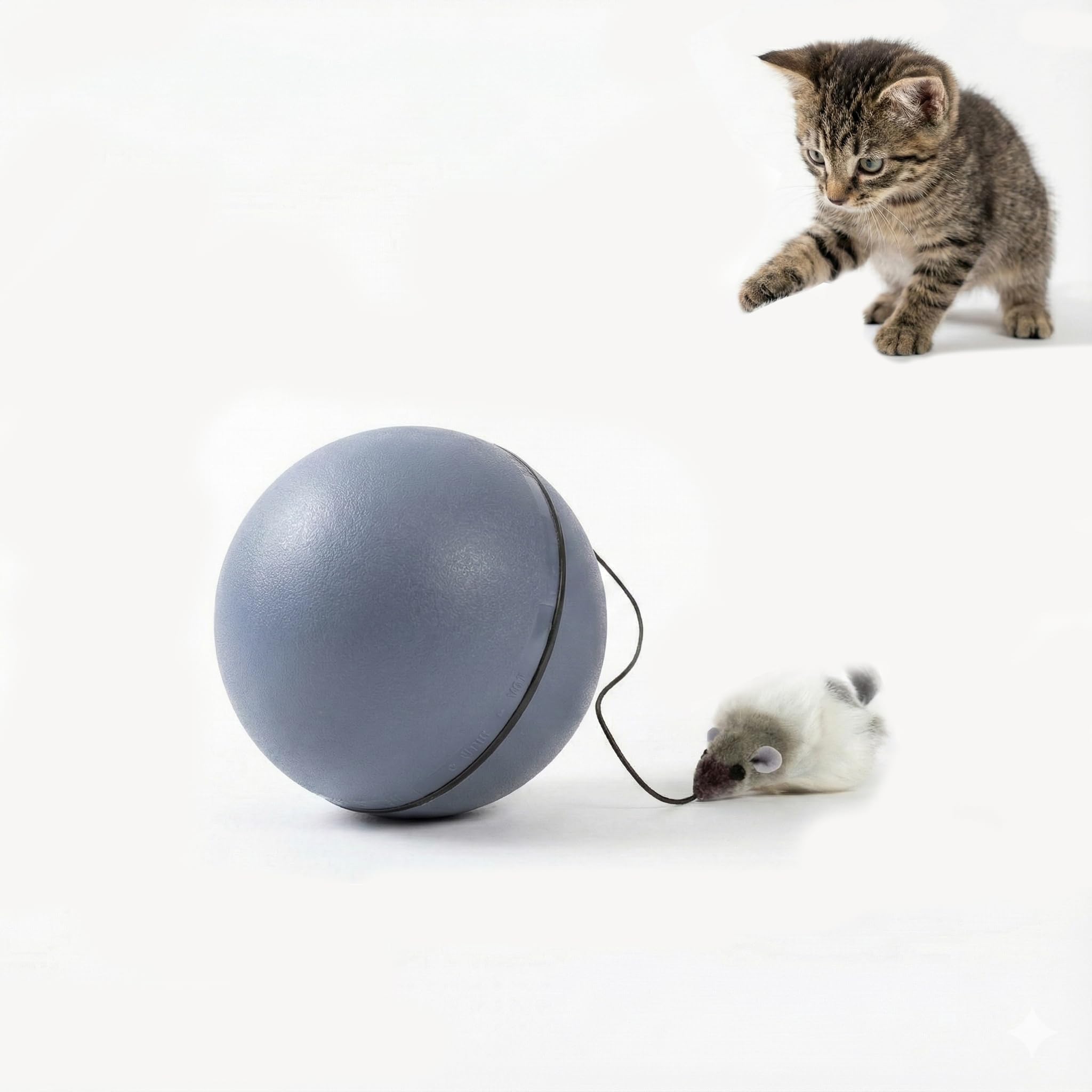 QUMOX Cat Toy Smart Moving - Auto Rotating Intelligent Ball | Battery-Operated Interactive Cat Toy for Indoor Cats, Automatic Moving Smart Ball Toy